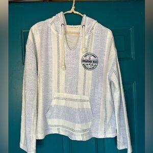 Ocean Drive Striped Hooded Pullover with Logo size M